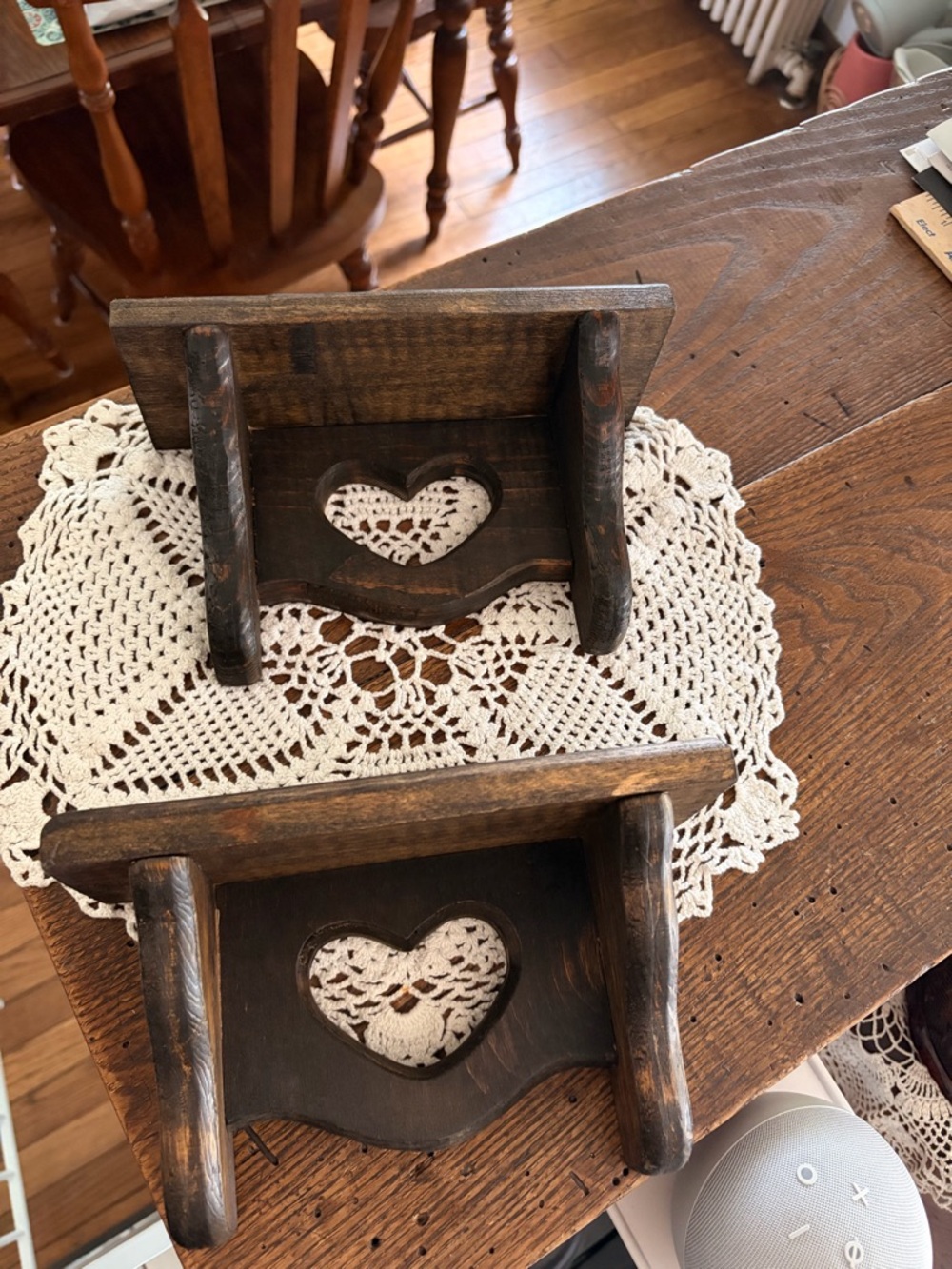 Rustic Heart Cutout Wooden Wall Shelf - Set of 2 - Dark Brown